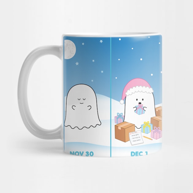 Gordie the Ghost (Nov 30 vs Dec 1) | by queenie's cards by queenie's cards